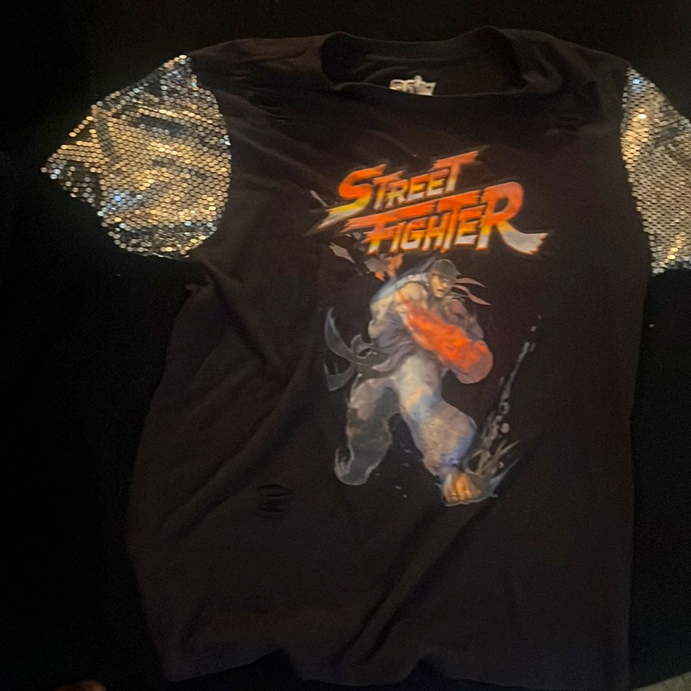 Black street fighter shirt